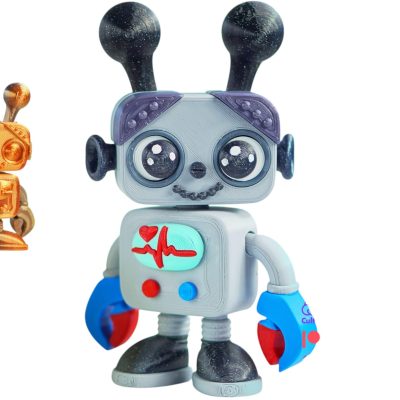 Cute Articulated Baby Robot Figurine with Big Eyes & Heartbeat Chest – Adorable Desk Buddy or Fidget Display – 3D Printed in Canada — 3D Printed Collectible by 3DCentral