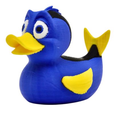 Blue Fish Duck Collectible Figurine – Cute Cartoon Style Bath Companion for Display or Desk Décor – 3D Printed in Canada — 3D Printed Collectible by 3DCentral