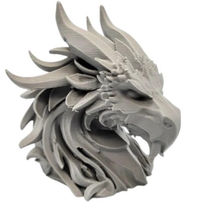Stone Dragon Head Bust – Sculpted Fantasy Dragon with Flowing Horns & Layered Plating – Mythical Creature Display Piece – 3D Printed in Canada — 3D Printed Collectible by 3DCentral