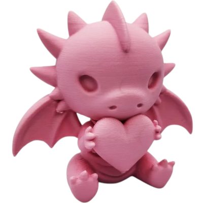 Cute Sitting Dragon with Heart Figure – Adorable Fantasy Creature Holding a Love Heart – Valentine or Shelf Decor Gift – 3D Printed in Canada — 3D Printed Collectible by 3DCentral