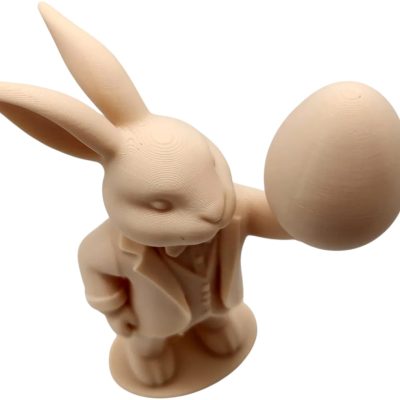 Tuxedo Easter Bunny Figurine Holding Egg – Festive Rabbit Decoration for Spring Displays & Easter Centerpieces – 3D Printed in Canada — 3D Printed Collectible by 3DCentral