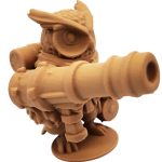 The Cannoneer Owl Figurine – Fantasy Owl with Shoulder Cannon