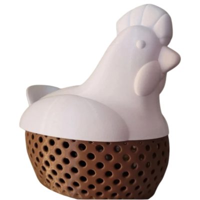 Chicken Basket with Perforated Base – Decorative Hen-Shaped Egg or Fruit Holder for Countertop or Pantry – 3D Printed in Canada — 3D Printed Collectible by 3DCentral
