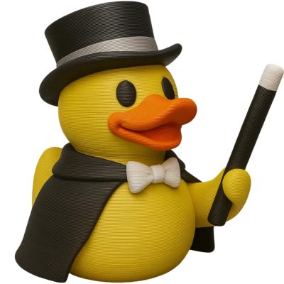 Magician Duck Figurine – Top Hat, Wand & Cape – Whimsical Desktop Décor, Gift for Duck Collectors & Magic Lovers – 3D Printed in Canada — 3D Printed Collectible by 3DCentral
