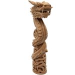Spiral Dragon Totem Statue – Carved Wood-Style Mythical Column Sculpture for Desk, Shelf, or Altar – Tall Eastern Serpent Display Piece – 3D Printed in Canada — 3D Printed Collectible by 3DCentral