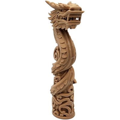 Spiral Dragon Totem Statue – Carved Wood-Style Mythical Column Sculpture for Desk, Shelf, or Altar – Tall Eastern Serpent Display Piece – 3D Printed in Canada — 3D Printed Collectible by 3DCentral