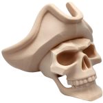 Pirate Skull Figurine – Buccaneer Skull with Tricorn Hat for Gothic Shelf Display, Props, or Decor