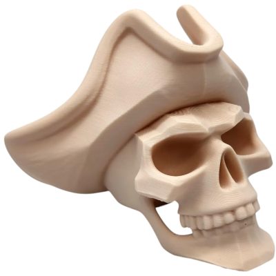 Pirate Skull Figurine – Buccaneer Skull with Tricorn Hat for Gothic Shelf Display, Props, or Decor – 3D Printed in Canada — 3D Printed Collectible by 3DCentral