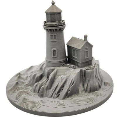 Lighthouse on The Rocks Miniature – Coastal Beacon Terrain Piece for Tabletop Games & Dioramas – 3D Printed in Canada — 3D Printed Collectible by 3DCentral