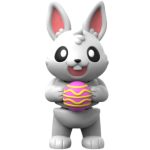 Easter Articulated Bunny Figurine with Big Eyes