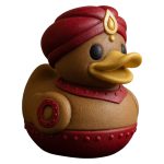 Indian Diwali Duck Figurine – Festive Rubber Duck-Inspired Decor with Turban & Jewel Accents – Diya Season Collectible for Shelf or Desk Display