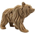 Carved Walking Bear Statue with Flowing Fur Details