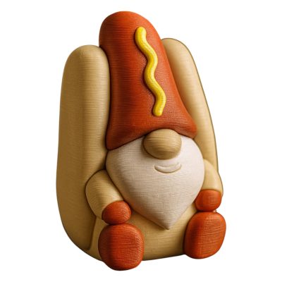 Hotdog Gnome Figurine – Funny Collectible Gnome Décor for Shelf, Desk, or Gift Display – Novelty Fantasy Hot Dog Design – 3D Printed in Canada — 3D Printed Collectible by 3DCentral