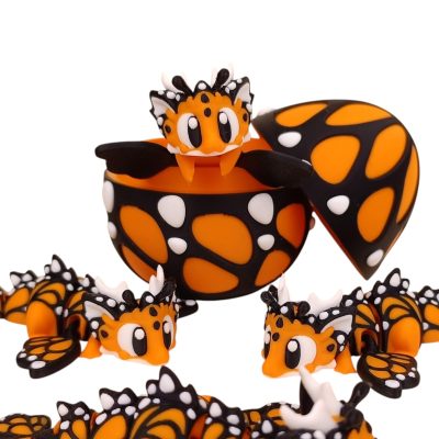 Articulated Butterfly Dragon with Container Egg Shell – Articulated Monarch-Inspired Fantasy Figurine for Display or Fidgeting – Orange Dragon Collectible Model – 3D Printed in Canada — 3D Printed Collectible by 3DCentral