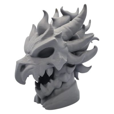 Fire Dragon Skull Bust Figurine – Fantasy Monster Décor for Desk, Shelf or Game Room – 3D Printed in Canada — 3D Printed Collectible by 3DCentral
