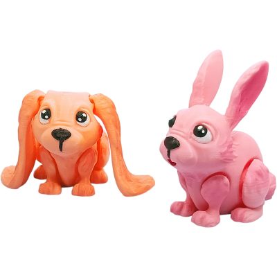 Cute Articulated Bunny Pair – 3D Printed DIY Paintable Rabbit Figurines for Desktop Display, Collectors & Craft Projects – 3D Printed in Canada — 3D Printed Collectible by 3DCentral