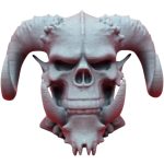 Demon Ogre Skull – Spiked Fantasy Monster Cranium Display for Tabletop, Horror Dioramas & Dungeon Decor