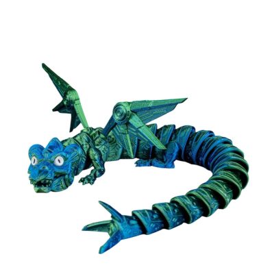 The Iron Sentinel Articulated Dragon Figurine – Aztec-Inspired Mechanical Fidget Sculpture for Desk Display or Stress Relief – 3D Printed in Canada — 3D Printed Collectible by 3DCentral