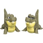 Adorable Crocodile Figurine Pair – Cute Sitting Alligator Statues