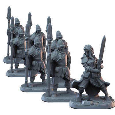 Set of 7 Medieval Guard & Female Knight Miniatures – Unpainted RPG Figures for Painting, Tabletop & Fantasy Games – 3D Printed in Canada — 3D Printed Collectible by 3DCentral