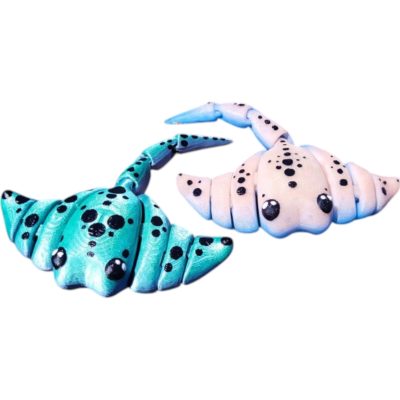 Articulated Stingray Figurine – Colorful Poseable Ocean Creature Model & Marine-Themed Desk Décor – 3D Printed in Canada — 3D Printed Collectible by 3DCentral