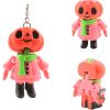 3-Pack Pumpkin Girl Keychains – Articulated Kawaii Halloween Figurine with Pink Dress & Green Scarf, Cute Collectible Charm for Teens & Adults – 3D Printed in Canada — 3D Printed Collectible by 3DCentral
