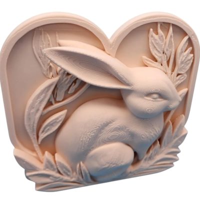 Bunny Wall Sculpture – 3D Printed Rabbit Plaque with Floral Frame for Nature-Inspired Home Décor – 3D Printed in Canada — 3D Printed Collectible by 3DCentral