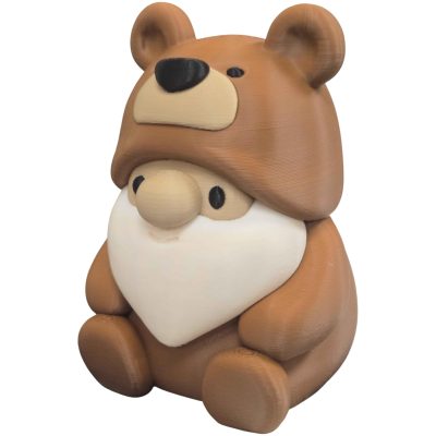 Brown Bear Gnome Figurine – Cozy Woodland Gnome in Bear Costume for Desk, Shelf or Collectible Display – 3D Printed in Canada — 3D Printed Collectible by 3DCentral
