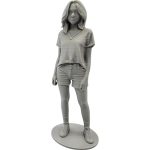 Female Casual Figurine in T-Shirt and Shorts – Relaxed Pose Art Statue for Collectors & Painters – 3D Printed in Canada