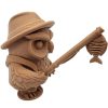 Fisherman Owl Figurine – Whimsical Fantasy Fishing Owl Miniature with Rod & Fish – Unique Display Statue or Paintable Model – 3D Printed in Canada — 3D Printed Collectible by 3DCentral