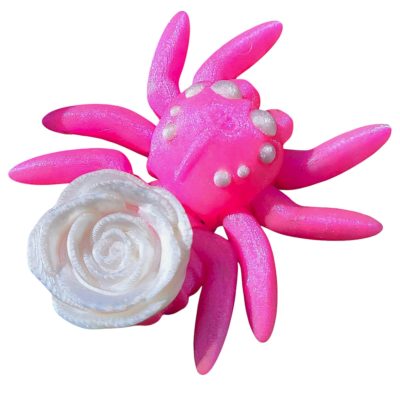 Rose Spider Figurine 5-Pack – Articulated Pink Spider Fidgets with White Rose Detail – Creepy Cute Desk Pet or Gothic Floral Décor for Teens & Adults – 3D Printed in Canada — 3D Printed Collectible by 3DCentral