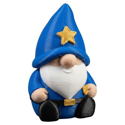 Police Gnome Figurine – Funny Wizard Cop Garden Statue with Star Badge Hat – Whimsical Shelf or Desk Decor for Adults – Blue Law Enforcement Gnome – 3D Printed in Canada — 3D Printed Collectible by 3DCentral