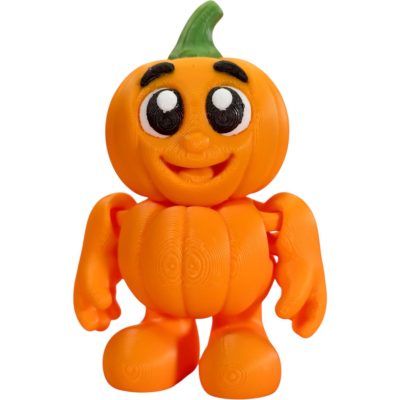Classic Pumpkin Figurine with Animated-Style Eyes – Fun Halloween Desk Decoration or Shelf Display for Teens & Adults – 3D Printed in Canada — 3D Printed Collectible by 3DCentral