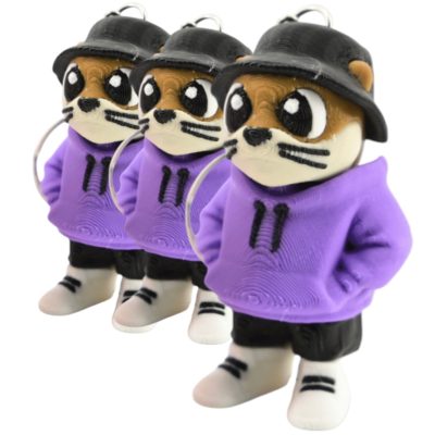 Urban Otter in Hoodie Articulated Keychain (Pack of 3) – Cute Poseable Animal Key Ring with Streetwear Style for Backpacks, Gifts & Trendy Collectors – 3D Printed in Canada — 3D Printed Collectible by 3DCentral