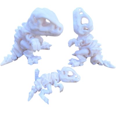 3-Pack Tiny Skeleton T-Rex Figurine – Poseable Dinosaur Fossil Model – Prehistoric Collectible Desk Buddy & Gift – for Teens & Adults – 3D Printed in Canada — 3D Printed Collectible by 3DCentral