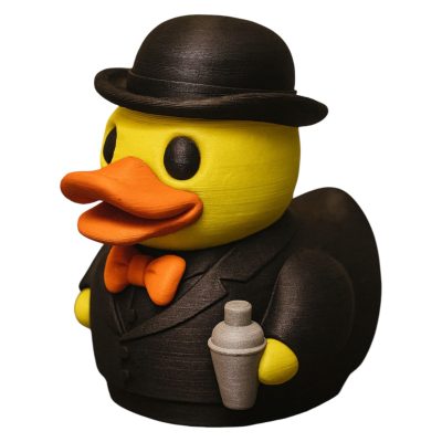 Barkeeper Duck Figurine – Bartender Rubber Duck in Suit with Cocktail Shaker – Funny Shelf Decor, Collectible Gift for Adults & Teens – 3D Printed in Canada — 3D Printed Collectible by 3DCentral