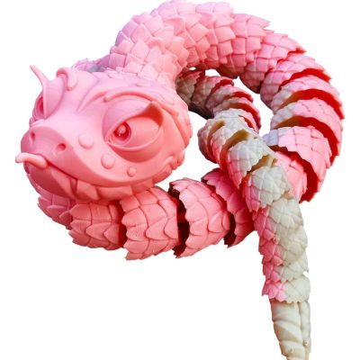 Articulated Toon Viper Snake Figurine – Poseable Fantasy Serpent Sculpture for Display, Collecting & DIY Painting – 3D Printed in Canada — 3D Printed Collectible by 3DCentral