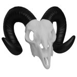 R.am Skull Wall Decor – Curved Black Horn Faux Bone Replica