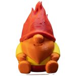 Fire Elemental Gnome Figurine – Flame Hat Mythical Decor for Desk, Shelf or Fairy Garden – Fantasy Resin-Style Look for Adults & Teens