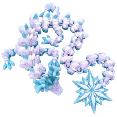 Winter Dragon – Articulated Snowflake Dragon Figurine with Crystal Details, Poseable Fantasy Decor – 3D Printed in Canada — 3D Printed Collectible by 3DCentral