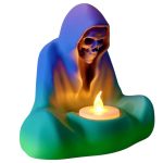 Hooded Skeleton LED Tea Light Holder – Grim Reaper Style 3D Printed Candle Cover for Gothic, Fantasy & Halloween Decor – Battery Candle Not Included – 3D Printed in Canada — 3D Printed Collectible by 3DCentral