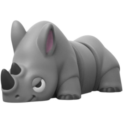 Rumble Wink Rhino Figurine – Poseable Safari Animal Display for Shelf, Desk, or Jungle-Themed Decor – 3D Printed in Canada — 3D Printed Collectible by 3DCentral