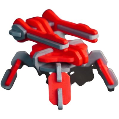 Dual Turret Mech Kit Card – 25-Piece Snap-Fit Robot Model Assembly Sheet for Desk Display or Gifting – Flat-Pack Mech Kit for Teens & Adults – 3D Printed in Canada — 3D Printed Collectible by 3DCentral