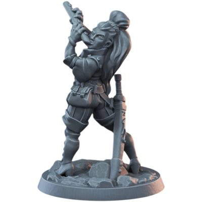 Female Bard Miniature for Fantasy TTRPGs – 32mm Musician Model with Instrument for Tabletop Roleplaying & Painting – 3D Printed in Canada — 3D Printed Collectible by 3DCentral