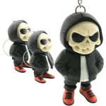 Grumpy Skull Hoodie Articulated Keychain (Pack of 3)