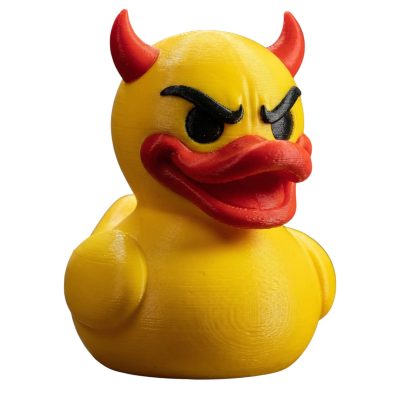 Mischievous Duck Figurine – Bold Yellow Duck with Horns & Evil Grin for Desk, Shelf or Gag Gift – 3D Printed in Canada — 3D Printed Collectible by 3DCentral