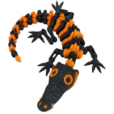 Articulated Skeleton Crocodile Figurine – Flexible Reptile Model Toy, Poseable Croc Skeleton Collectible Desk Decor, Gift for Dinosaur & Animal Lovers – 3D Printed in Canada — 3D Printed Collectible by 3DCentral