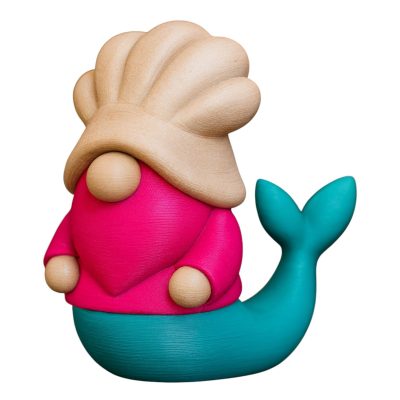 Mermaid Gnome Figurine – Cute Scandinavian Shelf Decor for Ocean Lovers, Mythical Creature Collectible for Teens and Adults – 3D Printed in Canada — 3D Printed Collectible by 3DCentral