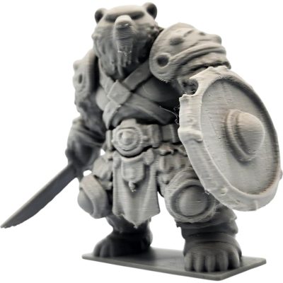 The Bearbarian Figurine – Fantasy Warrior Bear with Sword & Shield – Collectible Animal Hero Statue – Owls & Dragons Series – 3D Printed in Canada — 3D Printed Collectible by 3DCentral