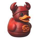 Cancer Zodiac Devil Duck Figurine – Astrology-Inspired Collectible for Desk or Shelf Display – Unique Horoscope Gift Idea – Red & Orange 3D Printed Duck for Teens & Adults